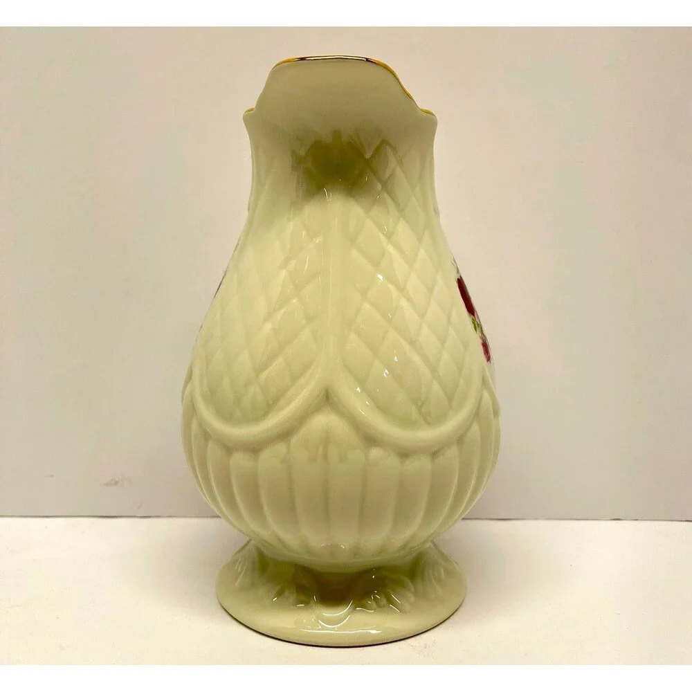 Vintage Formalities Baum Bros Victorian Rose Porcelain Vase Gold Trim 7.5
